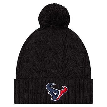Women's New Era Black Houston Texans Cable Cuffed Knit Hat with Pom