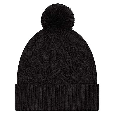 Women's New Era Black Houston Texans Cable Cuffed Knit Hat with Pom