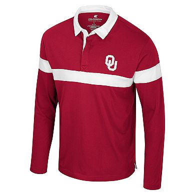 Men's Colosseum Crimson Oklahoma Sooners Too Cool For School Long Sleeve Polo