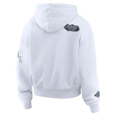 Women's WEAR by Erin Andrews White Dallas Cowboys Plus Size Patch Quarter-Zip Hoodie