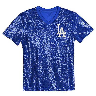 Juniors Shohei Ohtani Royal Los Angeles Dodgers Name & Number Sequin V-Neck Top