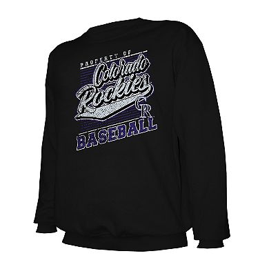 Men's Stitches Black Colorado Rockies Pullover Sweatshirt