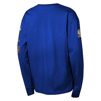 Youth Mitchell & Ness Royal Philadelphia 76ers Hardwood Classics All Over Long Sleeve T-Shirt