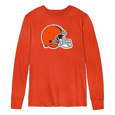 Youth Orange Cleveland Browns Primary Logo Long Sleeve T-Shirt