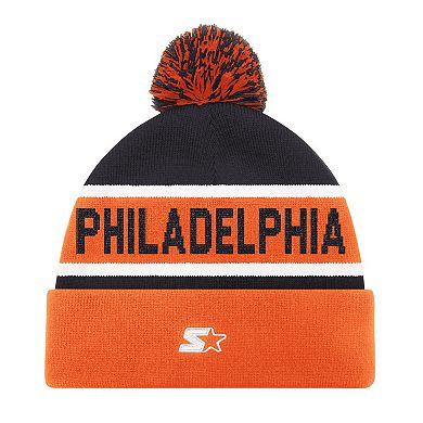 Men's Starter Black Philadelphia Flyers Cuffed Knit Hat with Pom