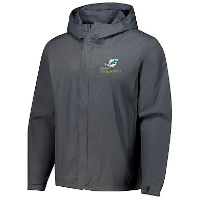 Men's Dunbrooke Graphite Miami Dolphins Tropic Waterproof Packable Full-Zip Hoodie Jacket