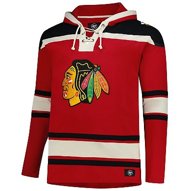 Men's '47 Red Chicago Blackhawks Big & Tall Superior Lacer Fleece Pullover Hoodie