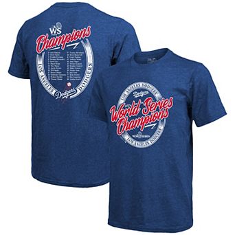 Men's Majestic Threads Royal Los Angeles Dodgers 2024 World Series Champions Tri-Blend Roster T-Shirt