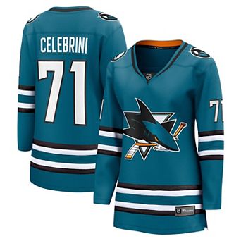 Women's Fanatics Macklin Celebrini Teal San Jose Sharks Home Breakaway Jersey
