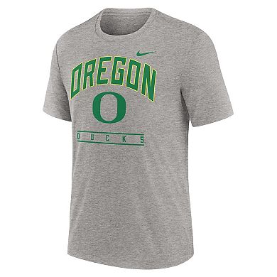 Men's Nike Heather Gray Oregon Ducks Arch Over Logo Tri-Blend T-Shirt