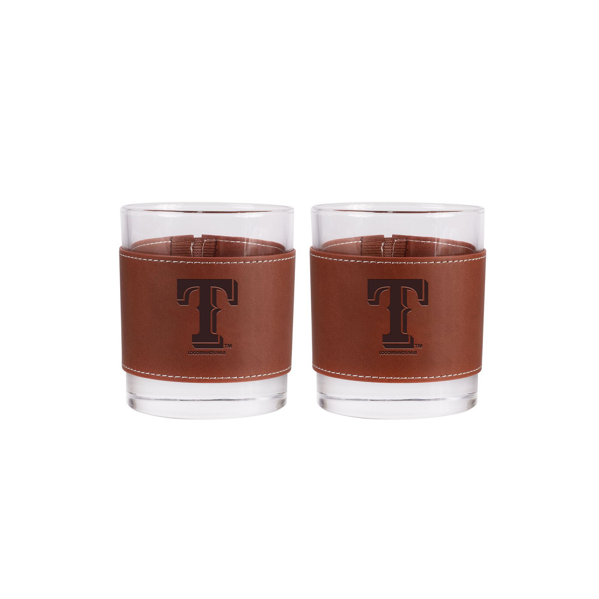 Texas Rangers 2-Pack 12oz Rocks Glass with Leather Wrap, Team