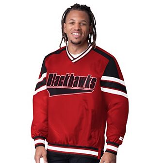 Men's Starter Red Chicago Blackhawks Reliver I V-Neck Pullover Sweatshirt