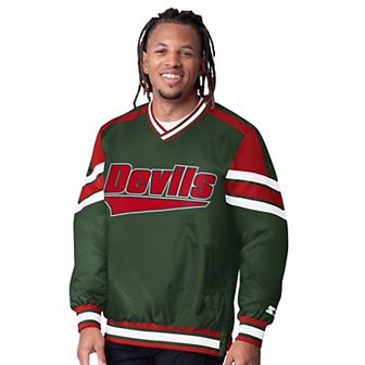 Men's Starter Green New Jersey Devils Reliver I V-Neck Pullover Sweatshirt