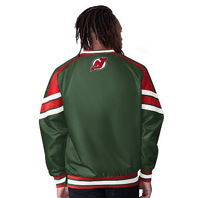 Men's Starter Green New Jersey Devils Reliver I V-Neck Pullover Jacket