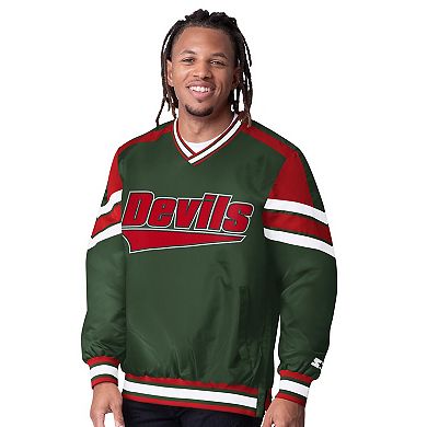 Men's Starter Green New Jersey Devils Reliver I V-Neck Pullover Jacket