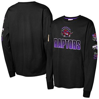 Youth Mitchell & Ness Black Toronto Raptors Hardwood Classics All Over Long Sleeve T-Shirt