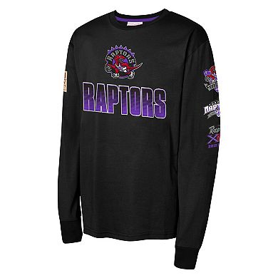 Youth Mitchell & Ness Black Toronto Raptors Hardwood Classics All Over Long Sleeve T-Shirt