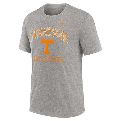 Men's Nike Heather Gray Tennessee Volunteers Arch Over Logo Tri-Blend T-Shirt