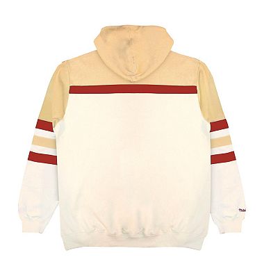Men's Mitchell & Ness Cream Alabama Crimson Tide Big & Tall Head Coach Pullover Hoodie