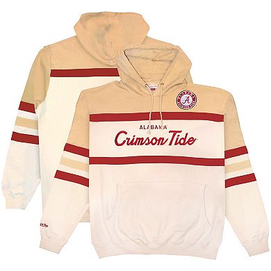 Men's Mitchell & Ness Cream Alabama Crimson Tide Big & Tall Head Coach Pullover Hoodie