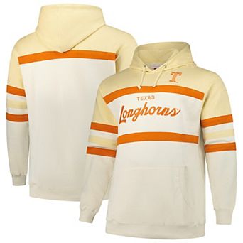 Men's Mitchell & Ness Cream Texas Longhorns Big & Tall Head Coach Pullover Hoodie