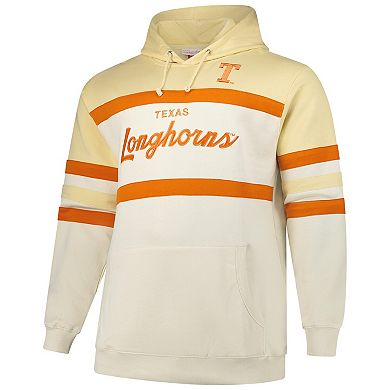 Men's Mitchell & Ness Cream Texas Longhorns Big & Tall Head Coach Pullover Hoodie