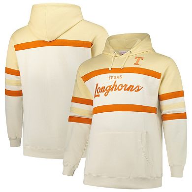 Men's Mitchell & Ness Cream Texas Longhorns Big & Tall Head Coach Pullover Hoodie