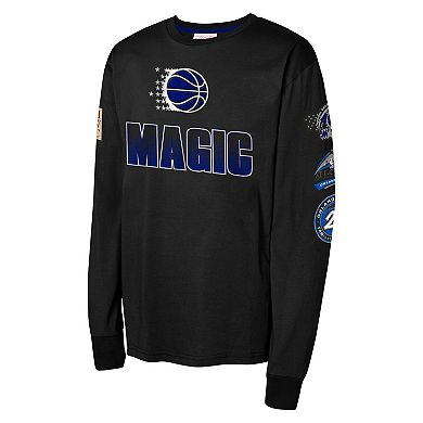 Youth Mitchell & Ness Black Orlando Magic Hardwood Classics All Over Long Sleeve T-Shirt