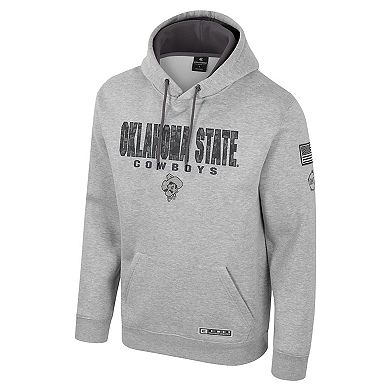 Men's Colosseum Heather Gray Oklahoma State Cowboys Oorah OHT Military Appreciation Pullover Hoodie