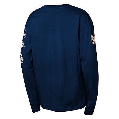 Youth Mitchell & Ness Navy Dallas Mavericks Hardwood Classics All Over Long Sleeve T-Shirt