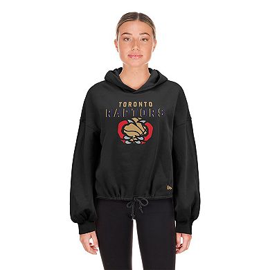 Women's New Era Black Toronto Raptors 2024/25 City Edition Cropped Pullover Hoodie