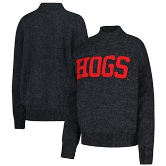 Women's Gameday Social Black Arkansas Razorbacks Oversized Varsity Sweater