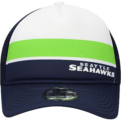 Youth New Era College Navy Seattle Seahawks Sport Night Color Block 9FORTY A-Frame Trucker Adjustable Hat