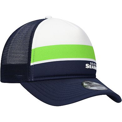 Youth New Era College Navy Seattle Seahawks Sport Night Color Block 9FORTY A-Frame Trucker Adjustable Hat