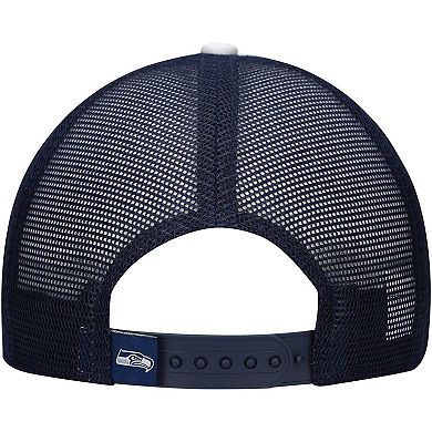 Youth New Era College Navy Seattle Seahawks Sport Night Color Block 9FORTY A-Frame Trucker Adjustable Hat