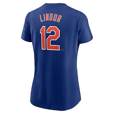 Women's Nike Francisco Lindor Royal New York Mets Fuse Name & Number T-Shirt