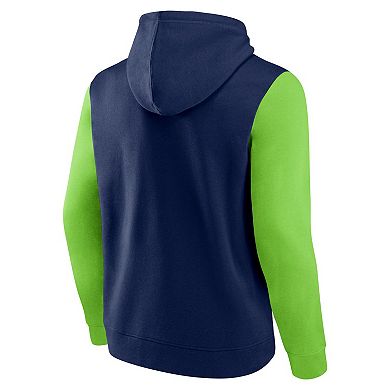 Men's Fanatics College Navy/Neon Green Seattle Seahawks Outline Pullover Hoodie