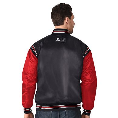Men's Starter Black New Jersey Devils 2024 NHL Global Series Full-Snap Varsity Jacket