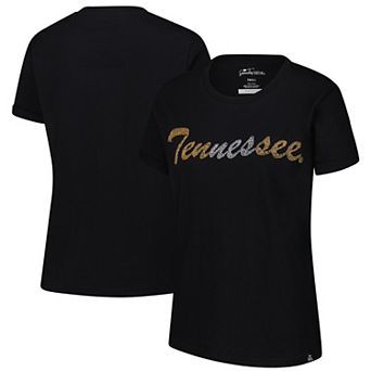 Women's Gameday Social Black Tennessee Volunteers Hand Sewn Beaded Script T-Shirt