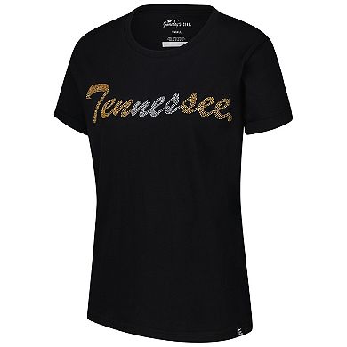 Women's Gameday Social Black Tennessee Volunteers Hand Sewn Beaded Script T-Shirt