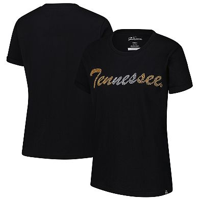 Women's Gameday Social Black Tennessee Volunteers Hand Sewn Beaded Script T-Shirt