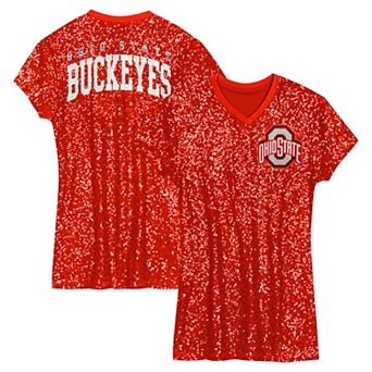 Girls Youth Scarlet Ohio State Buckeyes Sequin V-Neck Dress