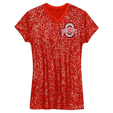 Girls Youth Scarlet Ohio State Buckeyes Sequin V-Neck Dress