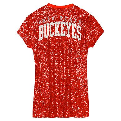 Girls Youth Scarlet Ohio State Buckeyes Sequin V-Neck Dress