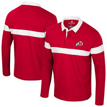 Men's Colosseum Red Utah Utes Too Cool For School Long Sleeve Polo