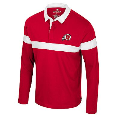 Men's Colosseum Red Utah Utes Too Cool For School Long Sleeve Polo