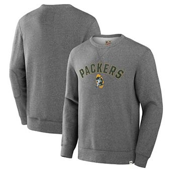 Men's Fanatics Heather Gray Green Bay Packers Loop Terry Pullover Sweatshirt