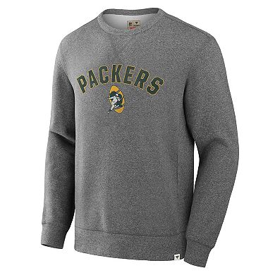 Men's Fanatics Heather Gray Green Bay Packers Loop Terry Pullover Sweatshirt