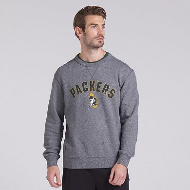 Men's Fanatics Heather Gray Green Bay Packers Loop Terry Pullover Sweatshirt