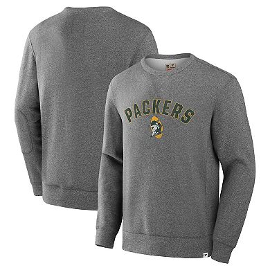 Men's Fanatics Heather Gray Green Bay Packers Loop Terry Pullover Sweatshirt